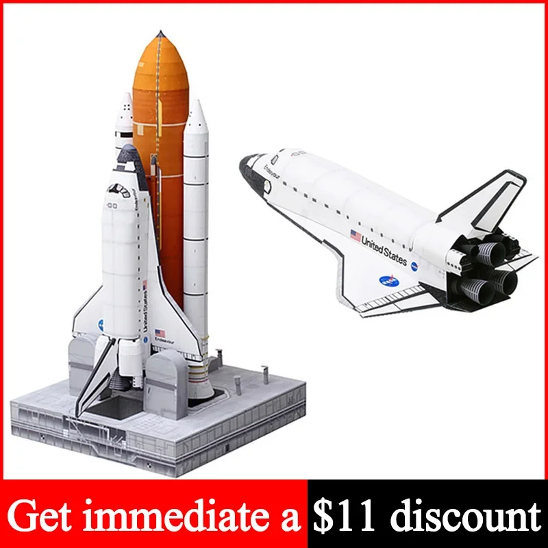 Art Craft Cardboard - リアルなバージョンのスペースシャトル燃料タンクとロケットセット、折り紙 3D ペーパーモデル ペーパークラフト アート DIY
