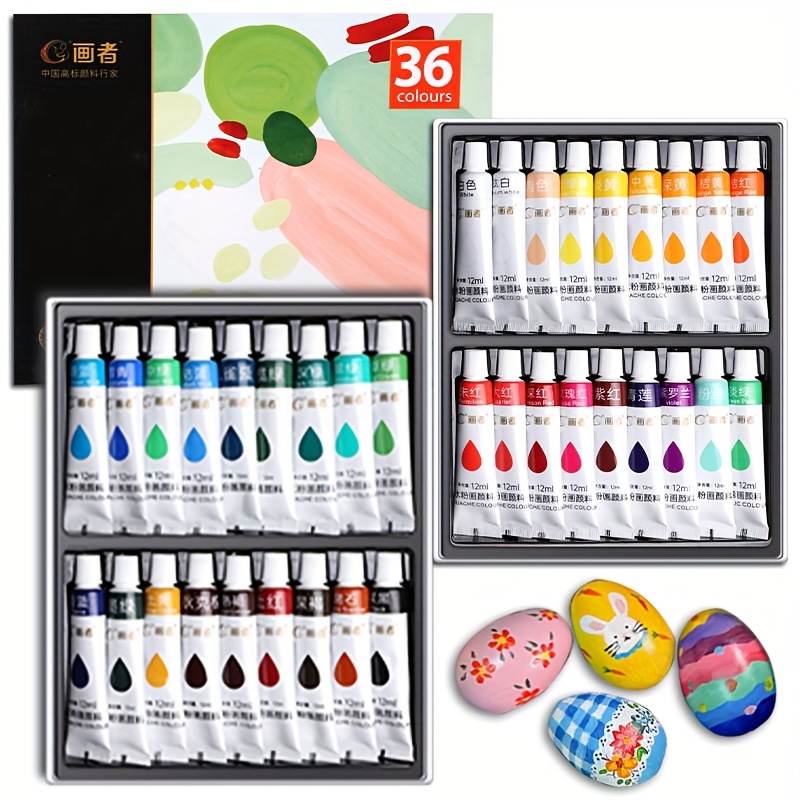 ガッシュ絵の具セット 36色 12mL/0.4オンス、キャン - Gouache Paint Set のレビューと価格