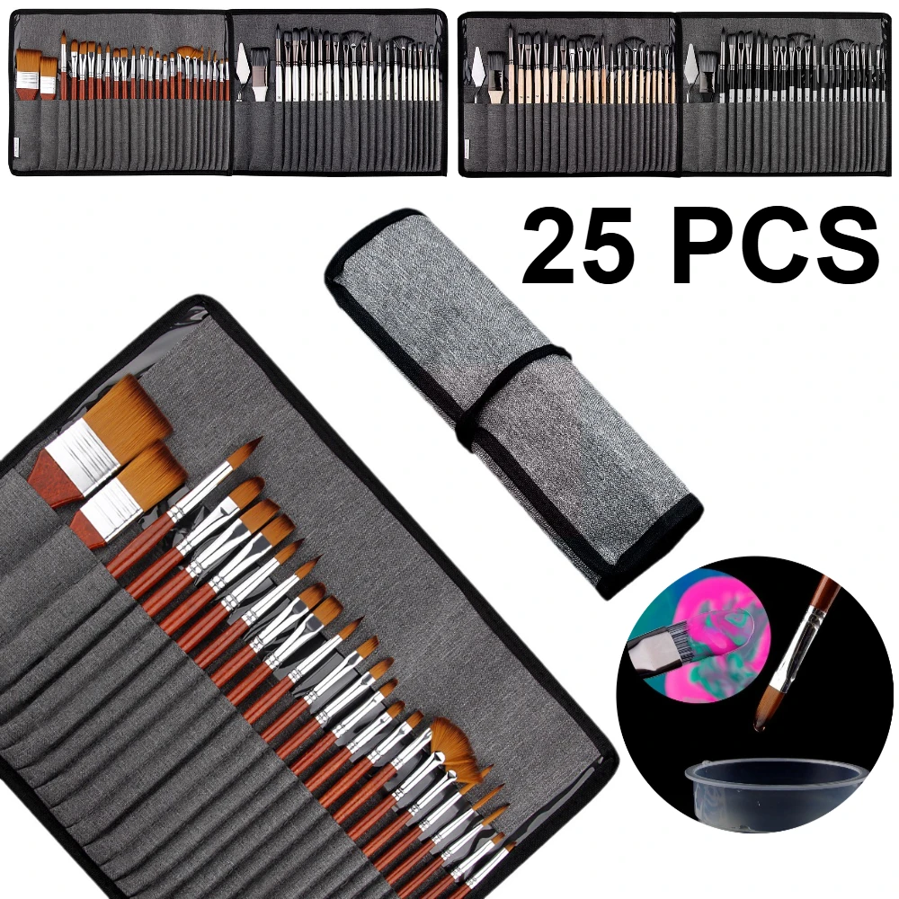 25本入りプロフェッショナルペイントブラシセット、パレットナ - Gouache Paint Set のレビューと価格