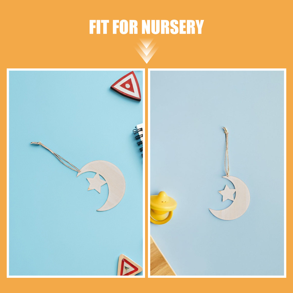 40個入り、無地の木製ムーン（月）とスター（星）の形、自然な - Art And Craft For Nursery のレビューと価格