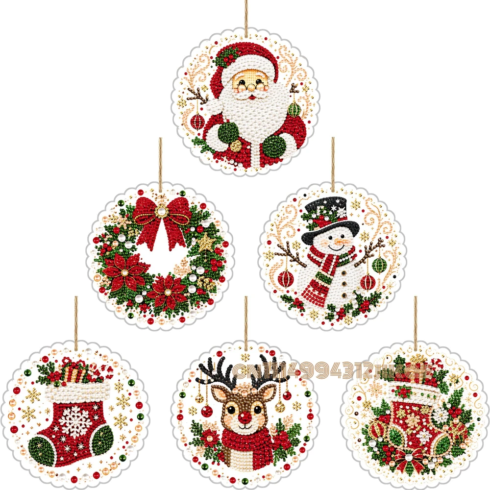 大人向けのクリスマスオーナメントDIYパールアートキット6個 - Art Craft Kit のレビューと価格